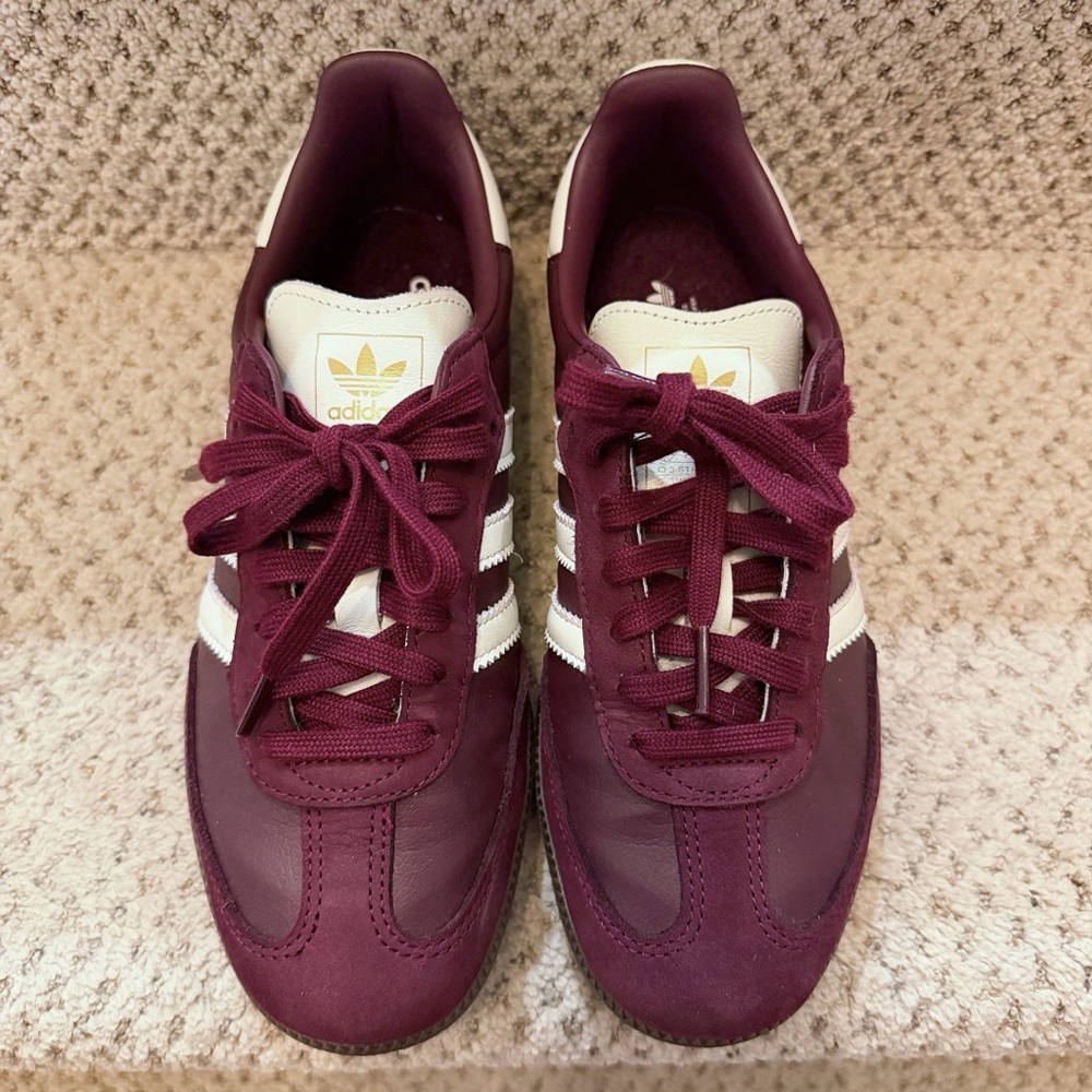 Adidas Maroon and White Sambas